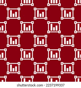Seamless repeating tiling chart flat icon pattern of carmine and white smoke color. Design for album cover.