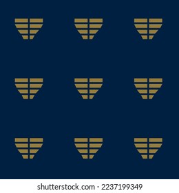 Seamless repeating tiling chart funnel flat icon pattern of oxford blue and dark tan color. Background for presentation.