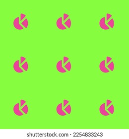 Seamless repeating tiling chart pie flat icon pattern of green-yellow and rose bonbon color. Background for slogan.