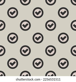Seamless repeating tiling check circle o flat icon pattern of bone and jet color. Background for business card.