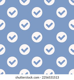 El mosaico repite sin inconvenientes marca el círculo de un icono plano con un color de humo azul pastel oscuro y blanco. Fondo de la pantalla principal.