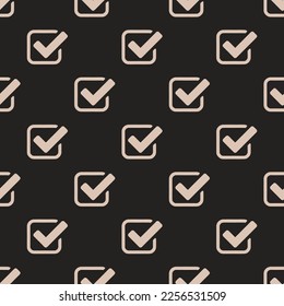 Seamless repeating tiling check square o flat icon pattern of dark jungle green and desert sand color. Background for banner.