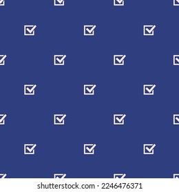 Seamless repeating tiling checkmark flat icon pattern of st. patrick's blue and linen color. Background for slides.