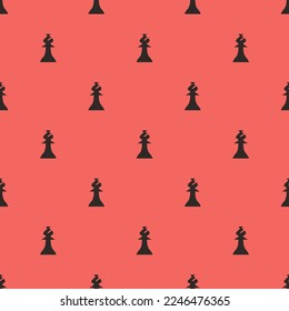 Seamless repeating tiling chess bishop flat icon pattern of terra cotta and black leather jacket color. Backround for motivational quites.