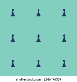 Seamless repeating tiling chess pawn flat icon pattern of pearl aqua and st. patrick's blue color. Background for wedding invitation.