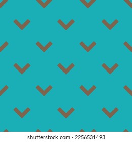 Seamless repeating tiling chevron down flat icon pattern of light sea green and raw umber color. Background for kitchen.