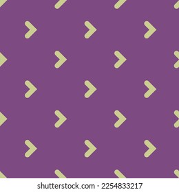 Seamless repeating tiling chevron right flat icon pattern of dark lavender and medium spring bud color. Background for website.