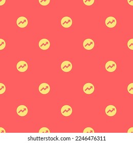 Crecimiento del círculo de baldosas repitiendo sin inconvenientes, patrón de icono plano de color rojo pastel y amarillo suaves. Antecedentes de la publicidad.