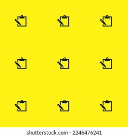 Seamless repeating tiling clipboard variant edit flat icon pattern of aureolin and dark jungle green color. Background for news report.