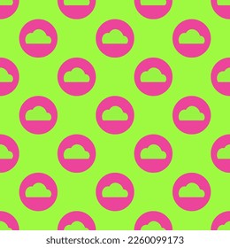 Seamless repeating tiling cloud alt flat icon pattern of green-yellow and rose bonbon color. Design for announcement.