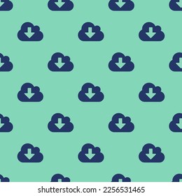 Seamless repeating tiling cloud download flat icon pattern of pearl aqua and st. patrick's blue color. Background for notebook.