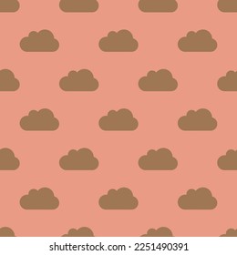 Seamless repeating tiling cloud flat icon pattern of tan and chamoisee color. Design for brochure cover.