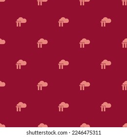 Seamless repeating tiling cloud pause flat icon pattern of vivid burgundy and light coral color. Design for pizza box.