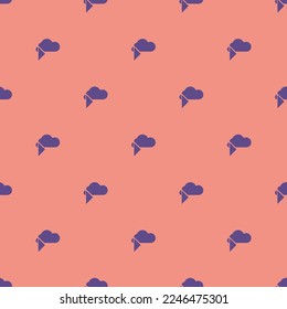 Seamless repeating tiling cloud play flat icon pattern of ruddy pink and dark lavender color. Design for brochure cover.