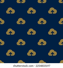 Seamless repeating tiling cloud storage flat icon pattern of oxford blue and dark tan color. Backround for motivational quites.