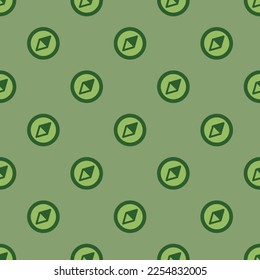Seamless repeating tiling compass flat icon pattern of dollar bill and hunter green color. Background for desktop.