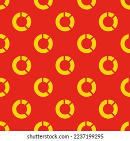 Seamless repeating tiling concentric pie chart flat icon pattern of dark pastel red and yellow (ncs) color. Background for slogan.