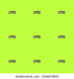 Seamless repeating tiling controller snes flat icon pattern of green-yellow and dim gray color. Background for home screen.