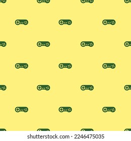 Seamless repeating tiling controller snes flat icon pattern of mellow yellow and hunter green color. Background for business card.