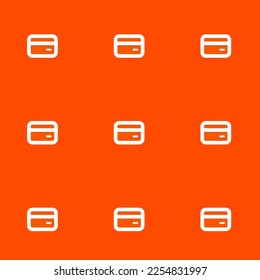 Seamless repeating tiling credit card flat icon pattern of tangelo and white color. Background for website.