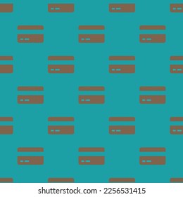 Seamless repeating tiling credit card alt flat icon pattern of light sea green and raw umber color. Design for postcard.