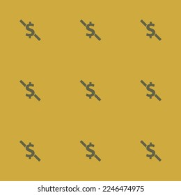 Seamless repeating tiling currency dollar free flat icon pattern of satin sheen gold and umber color. Background for wedding invitation.