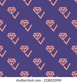 Seamless repeating tiling diamond ok l flat icon pattern of dark lavender and ruddy pink color. Background for banner.