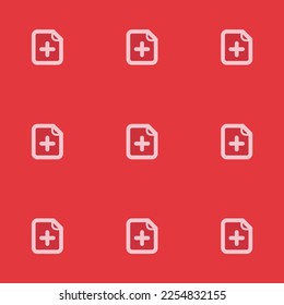 Seamless repeating tiling document add flat icon pattern of persian red and bubble gum color. Background for business card.