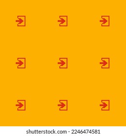 La puerta de baldosas repitiendo sin inconvenientes entra en un patrón de icono plano de color amarillo y lujuria cromado. Fondo para la tableta.