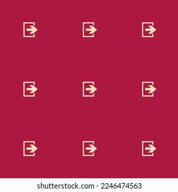 Seamless repeating tiling door leave flat icon pattern of deep carmine and peach puff color. Two color background.