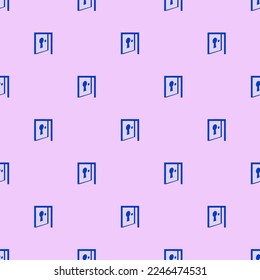 Seamless repeating tiling door lock open flat icon pattern of pale lavender and royal azure color. Ornament for invitation card.