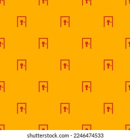 Seamless repeating tiling door lock closed flat icon pattern of chrome yellow and lust color. Design for pizza box.