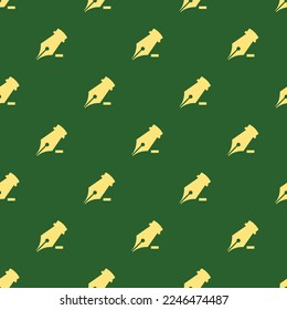 Seamless repeating tiling draw pen minus flat icon pattern of hunter green and mellow yellow color. Background for quotes.