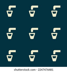 Seamless repeating tiling drinking water  flat icon pattern of rich black and eggshell color. Background for letter.