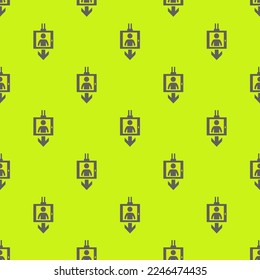 Seamless repeating tiling elevator down flat icon pattern of pear and dim gray color. Background for website.