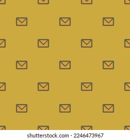 Seamless repeating tiling email flat icon pattern of satin sheen gold and umber color. Background for poster.