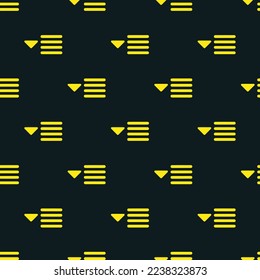 Nahtlos wiederholende Fliesen erweitern flaches Icon-Muster von dunklem Dschungelgrün und Aureolin-Farbe. Hintergrund für die Präsentation.