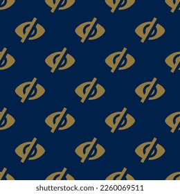 Seamless repeating tiling eye close flat icon pattern of oxford blue and dark tan color. Two color background.