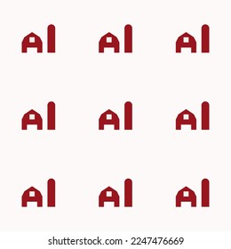 Seamless repeating tiling farm  flat icon pattern of isabelline and ruby red color. Background for office.
