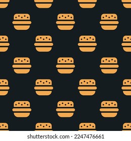 Seamless repeating tiling fast food  flat icon pattern of dark jungle green and sandy brown color. Background for login page.