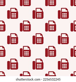 Impermeable repetición de mosaico fax patrón de icono plano de color rojo isabelline y ruby. Fondo del bloc de notas.