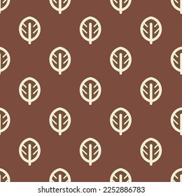 Seamless repeating tiling feather flat icon pattern of coffee and eggshell color. Design for notes.