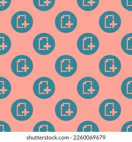 Seamless repeating tiling file new alt flat icon pattern of light salmon pink and teal blue color. Background for slides.