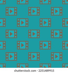 Seamless repeating tiling film flat icon pattern of light sea green and raw umber color. Background for music sheet.