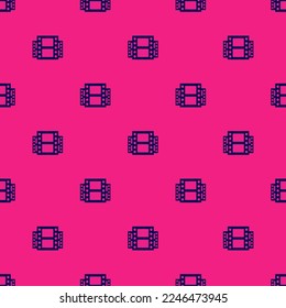 Seamless repeating tiling film gallery flat icon pattern of vivid cerise and oxford blue color. Design for postcard.