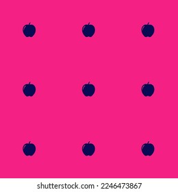 Seamless repeating tiling food apple flat icon pattern of vivid cerise and oxford blue color. Background for anniversary postcard.