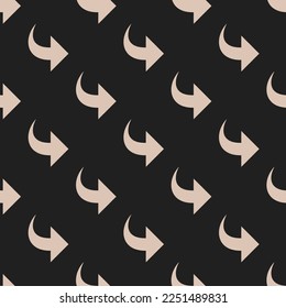 Seamless repeating tiling forward flat icon pattern of dark jungle green and desert sand color. Background for slogan.