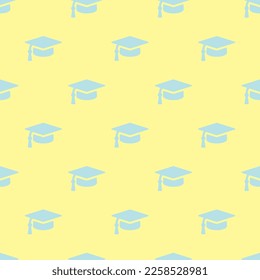 Seamless repeating tiling graduation cap flat icon pattern of vanilla and powder blue (web) color. Design for name tag. - Powered by Shutterstock - Get 15% off with code: PIKWIZARD15