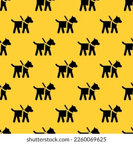 Seamless repeating tiling guidedog flat icon pattern of banana yellow and black color. Background for story.