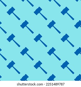 Seamless repeating tiling hammer flat icon pattern of pale cerulean and sapphire blue color. Background for wedding invitation.